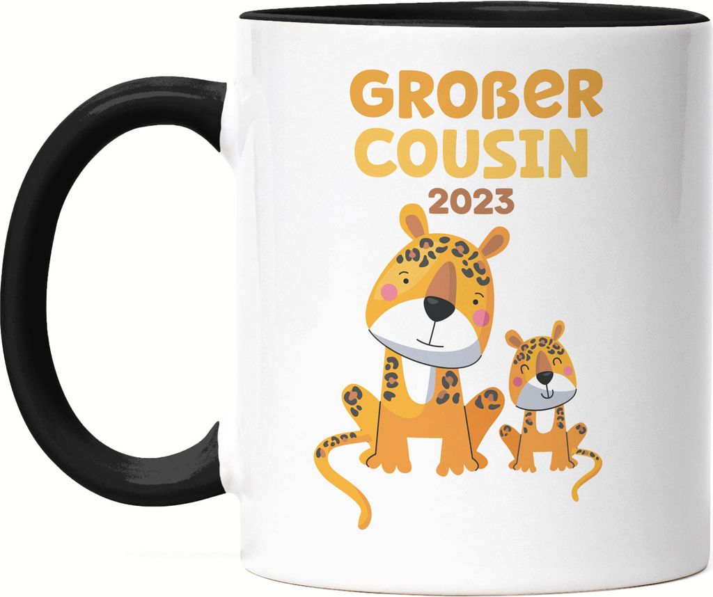 Großer Cousin 2023 Tasse Schwarz Löwen Cousin Familien Love Liebe Geborgenheit Beschützer Cousins Zusammenhalt