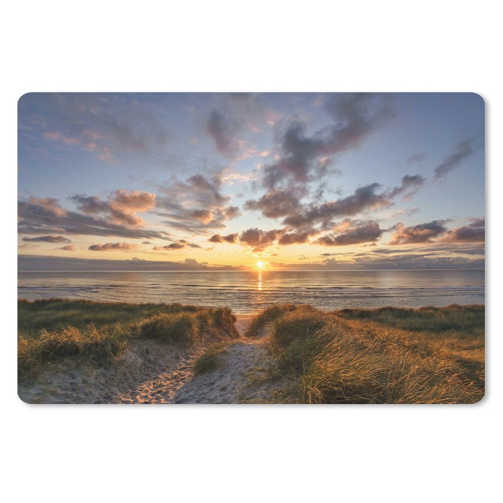 MuchoWow Schreibtischunterlage Farbenfroher Sonnenuntergang über den ruhigen Dünen 60x40 cm - XXL Mauspad - Großes Mauspad