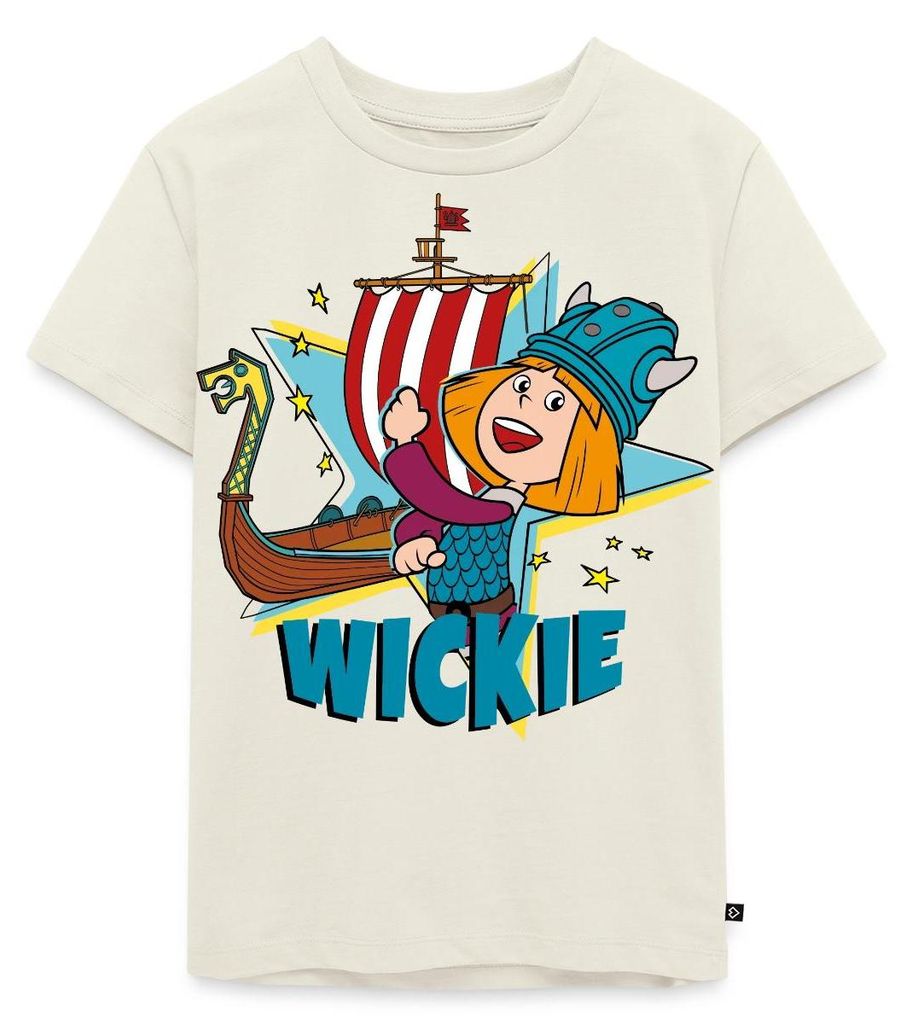 Spreadshirt Wickie Und Die Starken Männer Wikingerschiff Kinder Premium T-Shirt, 122/128 (6 Jahre), Naturweiß