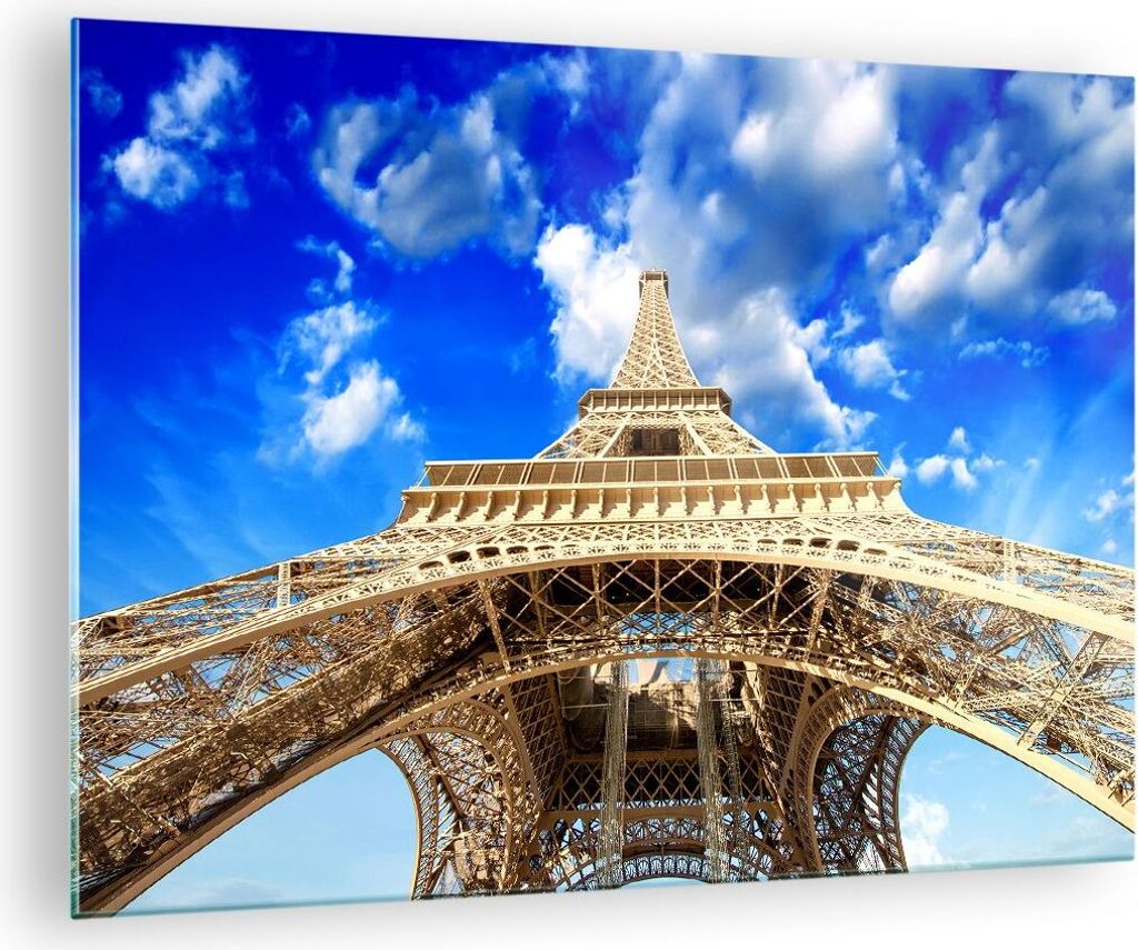 Bilder auf glas - Architektur paris stadt eiffel - 70x50cm - Glasbilder - Wandbilder - Kunstdruck - zum Aufhängen bereit - Wanddekoration aus Glas...