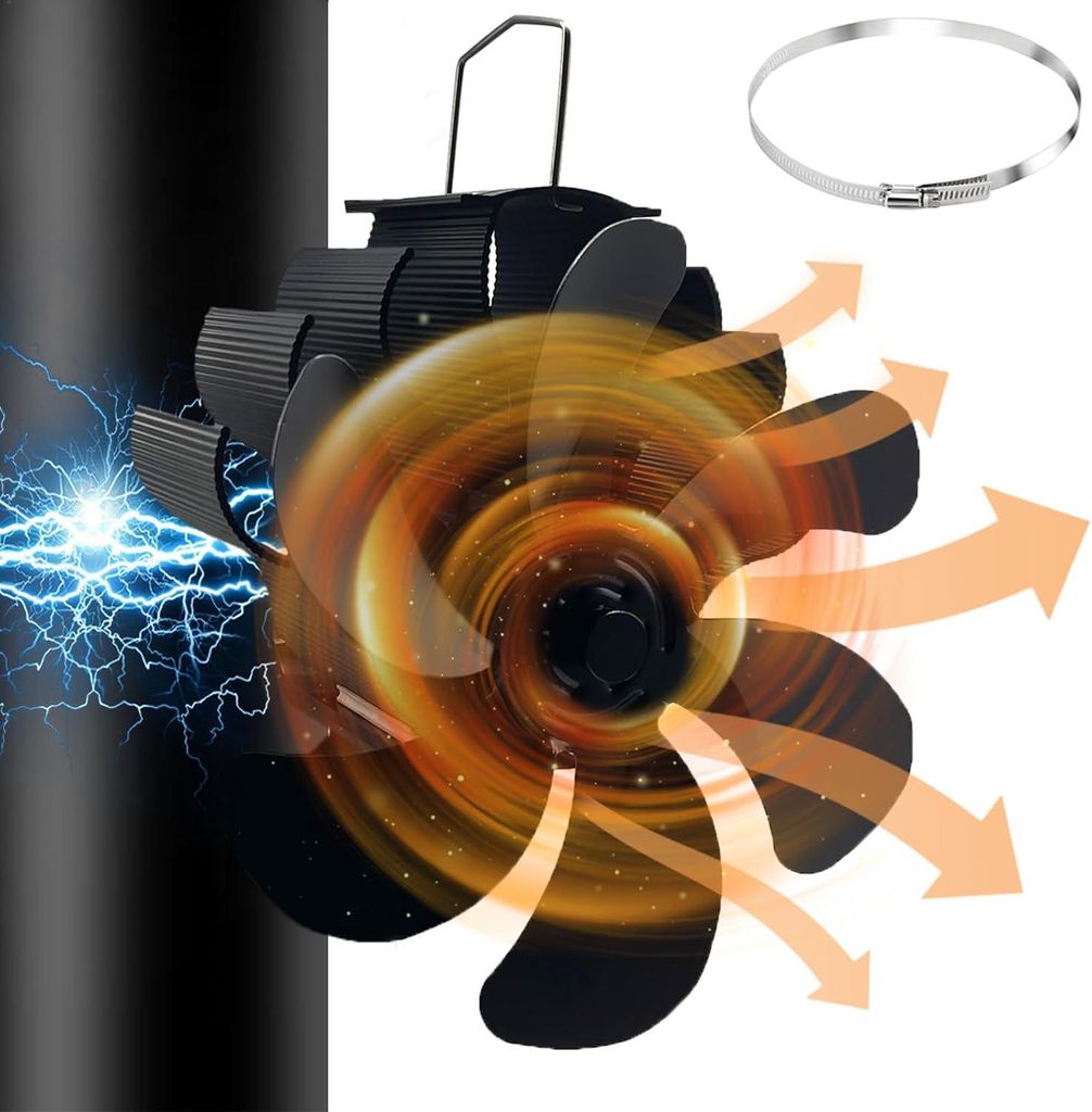 6 Blatt Kaminventilator Magnetisch,Ofenventilator Ohne Produktbild 