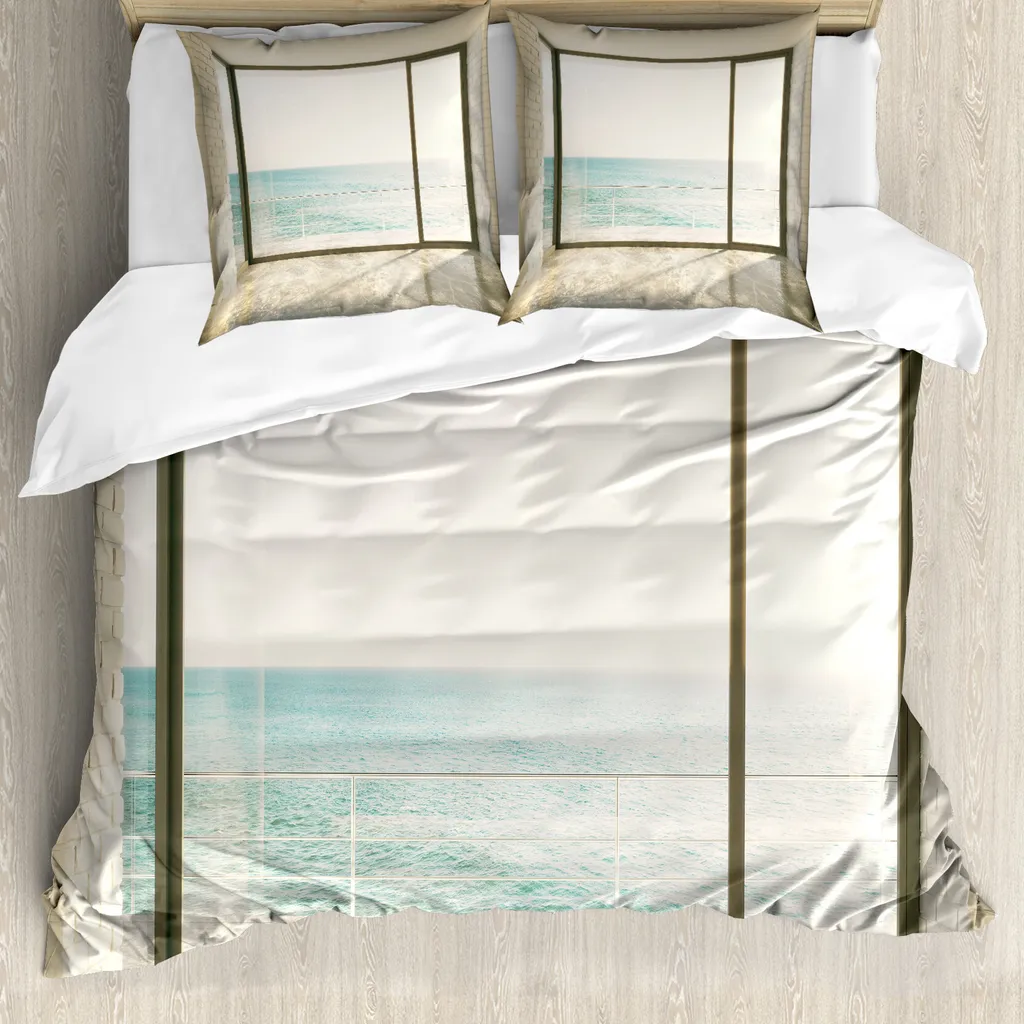 Set Letto ABAKUHAUS Bianco e Azzurro: Copripiumino Antiacaro Design Mare