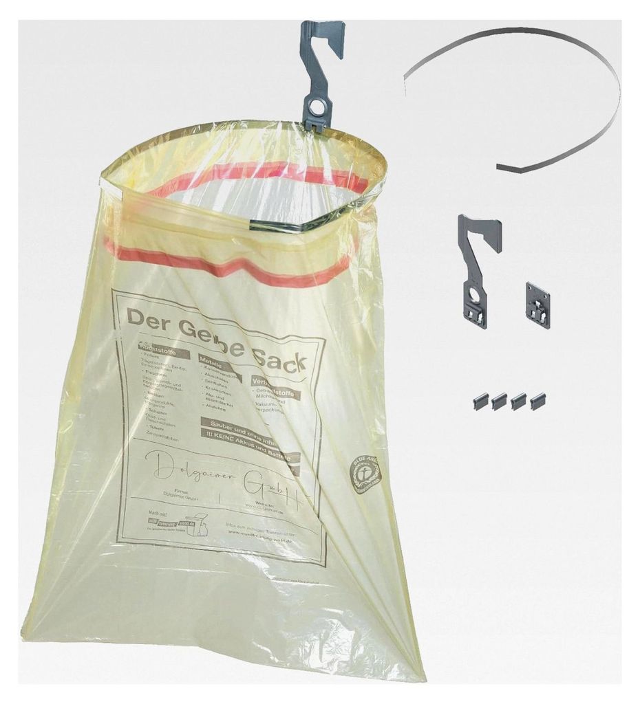O-Spring System für Tüten und Müllsäcke bis 120 l, Halter für gelbe Säcke, Müllsackständer, Flaschensammler, Halterung für Küche, Werksta...