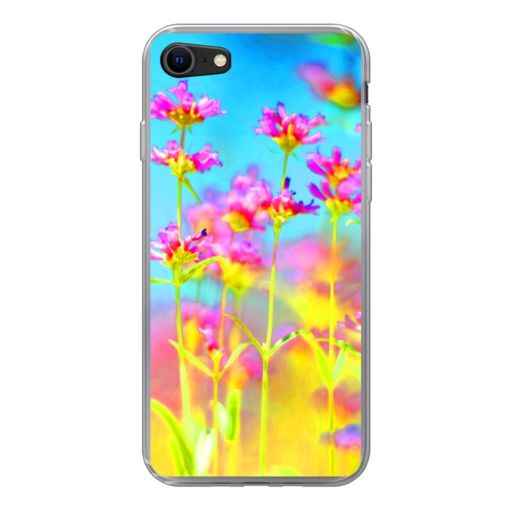 MuchoWow Handyhülle Schutzhülle Hülle für iPhone 8 Blumen - Kunst - Psychedelisch Silikon Softcase Handy Hülle - Schutzhaube