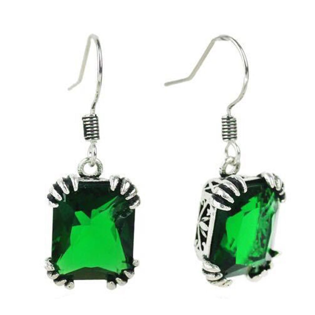 Mode elegante große Strass eingelegte Frauen baumeln Haken Ohrringe Schmuck Geschenk-Grün