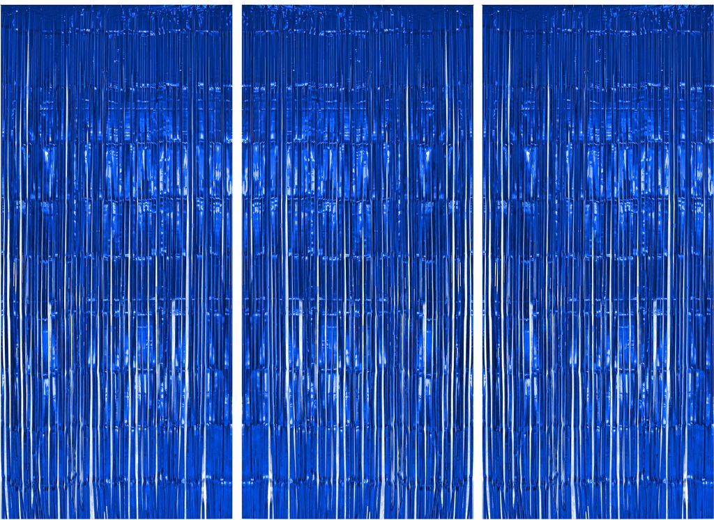 3x Lametta Vorhang - blau - 91x244 cm