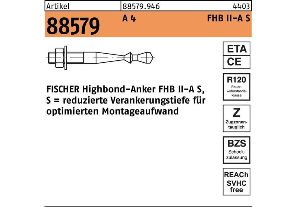fischer Highbond-Anker FHB II-A S M20x170/50 A4 4 Stk