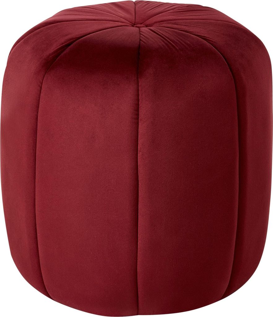 BELIANI Pouf Dunkelrot Samt Rund 40 x 40 x 46 cm Knopfheftung Modern r Look Wohnzimmer Schlafzimmer Deko Sitzhocker Fußhocker
