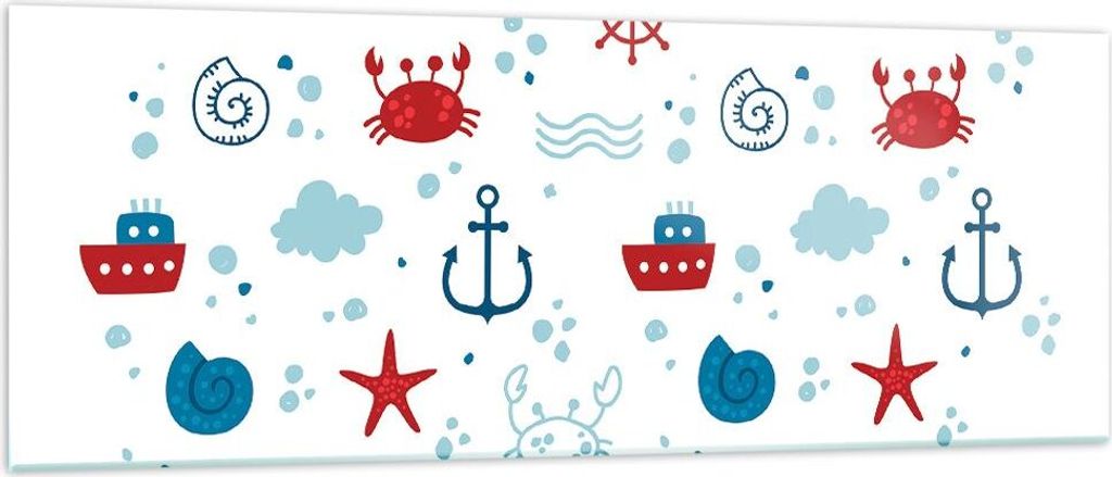Bilder auf glas - Meer Boot Anker Schiff - 140x50cm - Glasbilder - Wandbilder - Kunstdruck - zum Aufhängen bereit - Wanddekoration aus Glas - Glas...