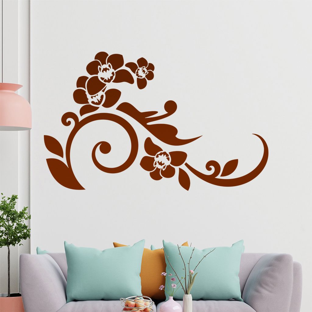 Orchidee - Linien Wandtattoo in 6 Größen - Wandaufkleber Wall Sticker - Dekoration, Küche, Wohnzimmer, Schlafzimmer, Badezimmer