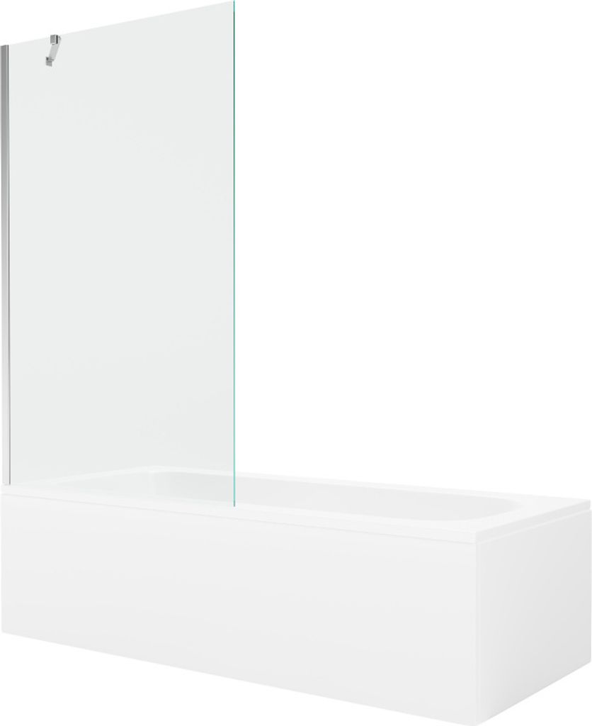 Mexen Vega rechteckige Badewanne 150 x 70 cm mit Verkleidung und 1-flügliger Duschabtrennung 100 cm, transparent, chrom - 550115