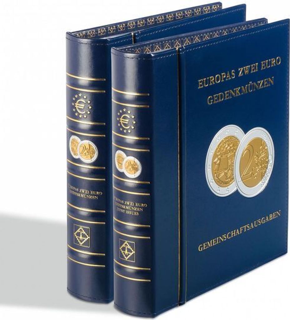 Münzalbum Classic-OPTIMA, Europas 2-Euro-Gedenkmünzen inkl. Schutzkassette, blau, Band 3