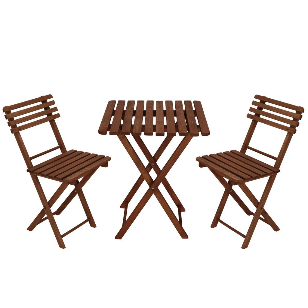Springos Gartenmöbel Set - 2 Stühle + Tisch Holzmöbel für Garten Balkon und Terrasse imprägniert massives Holz mobile klappbare Kaffeemöbel...
