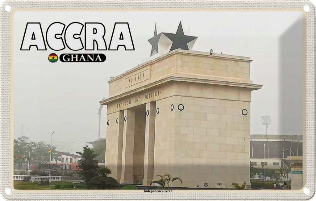 vianmo Blechschild 12x18 cm Accra Ghana Independence-Arche Bildmotiv Reisemotiv Abenteuer Reisen