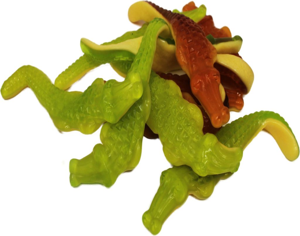 Fruchtgummi XL Riesenkrokodile Gigant mit Schaumzuckerboden 175g