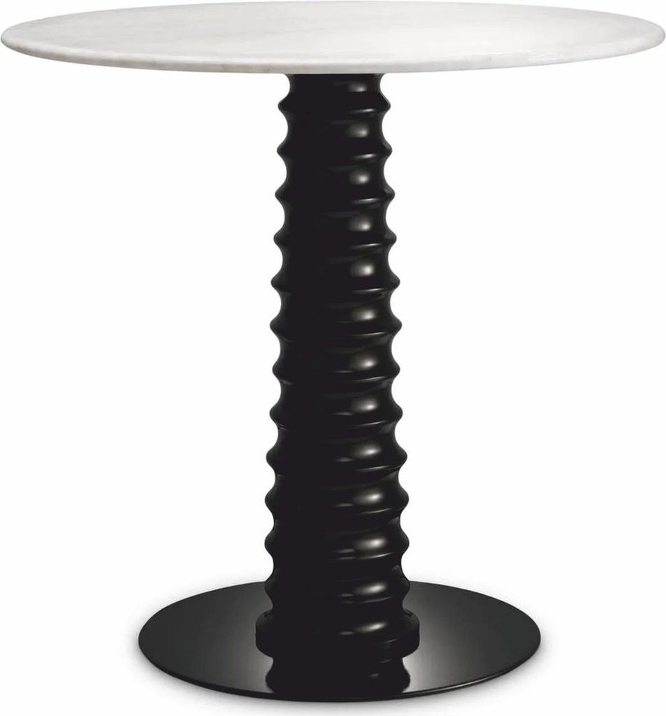Casa Padrino Luxus Esstisch Schwarz / Weiß Ø 80 x H. 77 cm - Esszimmer Möbel