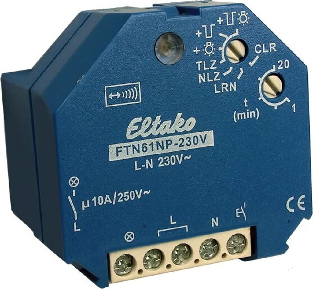 ELTAKO FTN61NP-230V Funkaktor Treppenlicht-Nachlaufschalter UP 1 Schliesser 10A/250V AC (30100130)