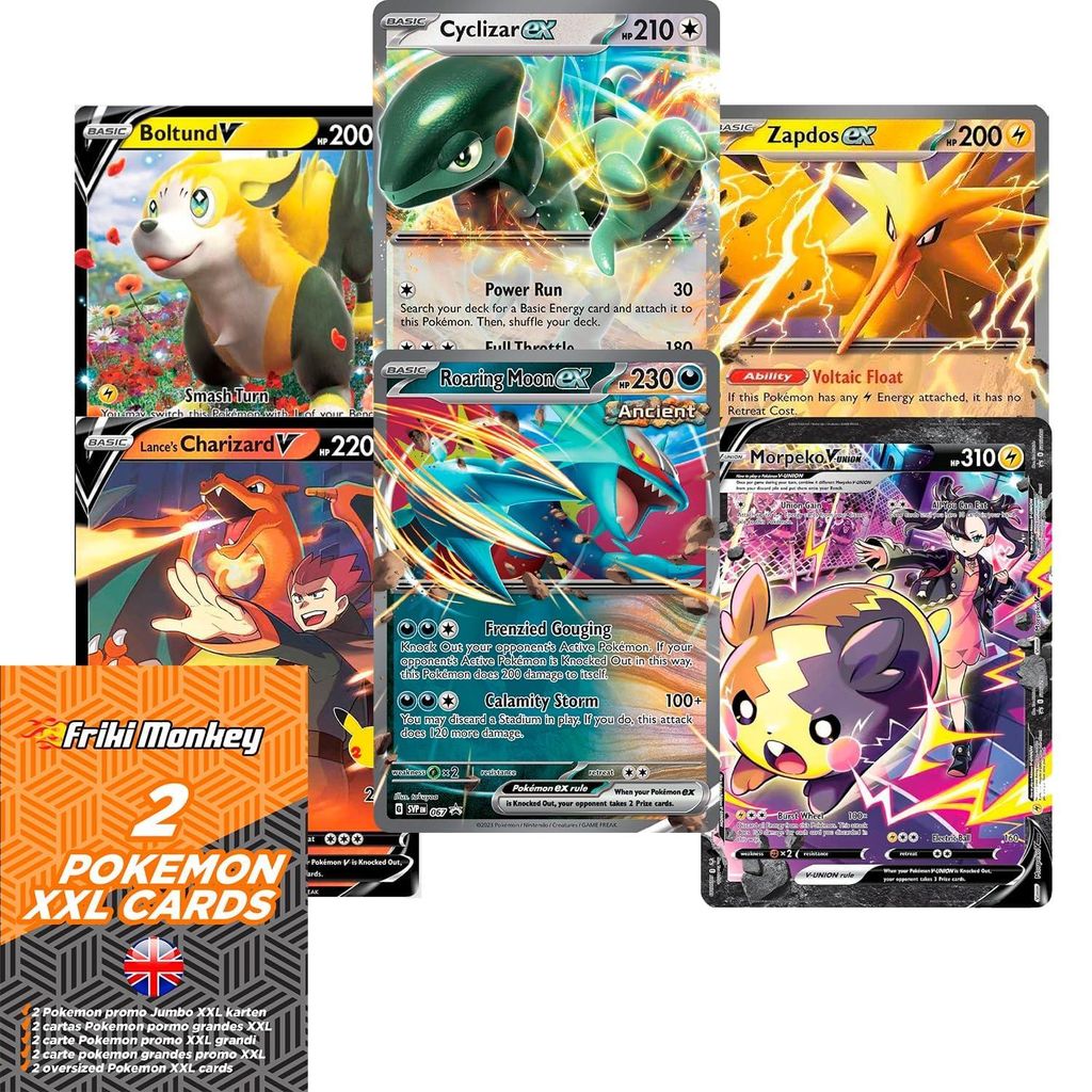Pokemon Jumbo Karten 2er-Pack, Pokemon Jumbo XXL Cards, 2er-Pack Giant GX VMAX Mega V Karten, Pokémon True Karten, Offizielle Pokémon Karten engl...
