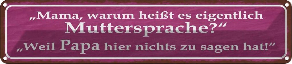 vianmo Blechschild 10x46 cm Muttersprache Papa nichts sagen Spruch Zitat