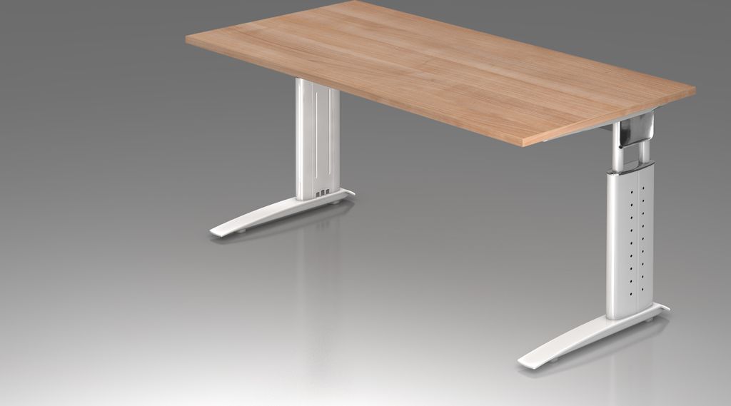 Schreibtisch C-Fuß 160x80cm Nussbaum/Weiß