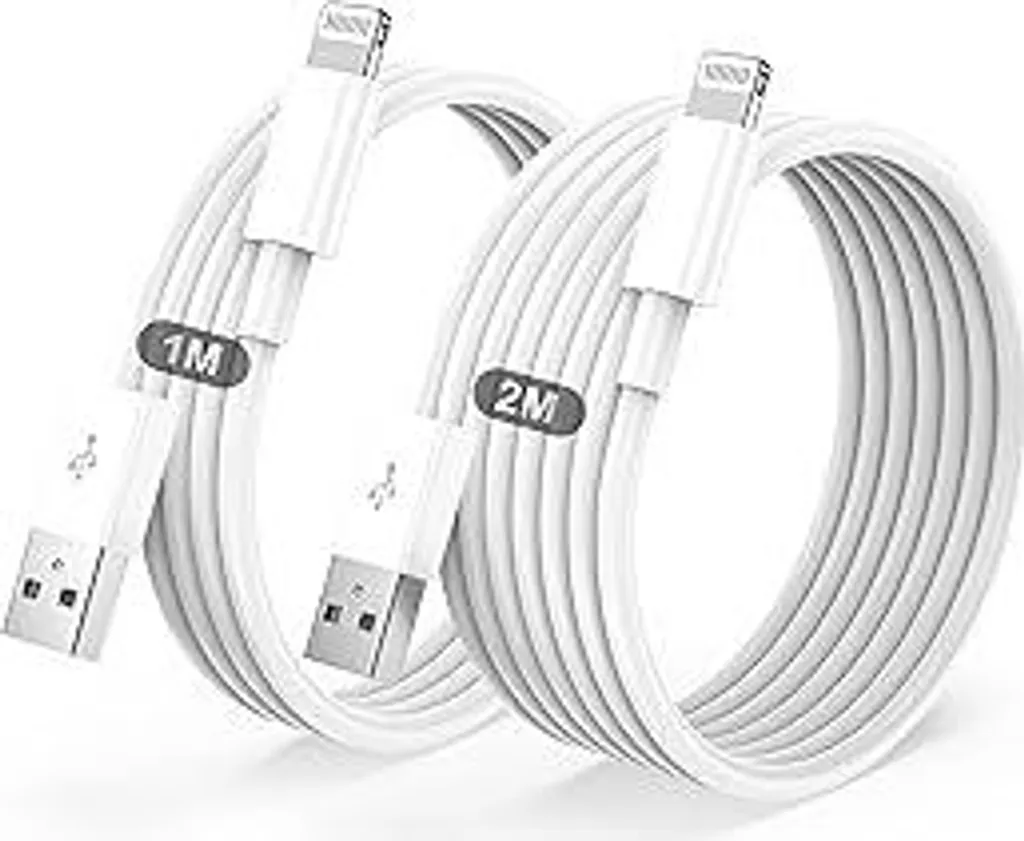 2 Pezzi Cavo iPhone 1m+2m Certificato MFi - Ricarica Rapida Apple