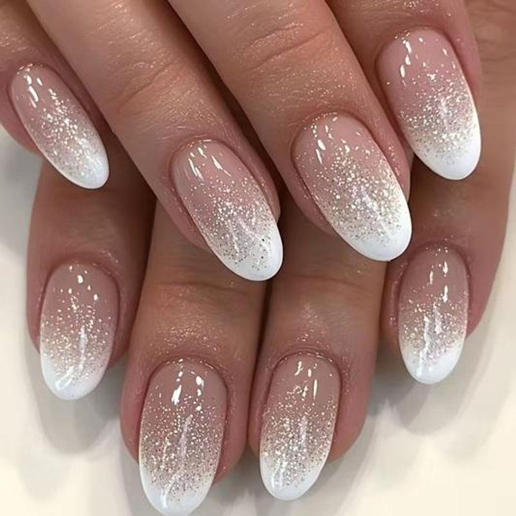 GKA Künstliche Fingernägel 24p G40 zum Aufkleben press on Nails Klebepads Glitzer mit Kleber und Nagelfeile Nägel Kunstnägel Express Nagelstudio