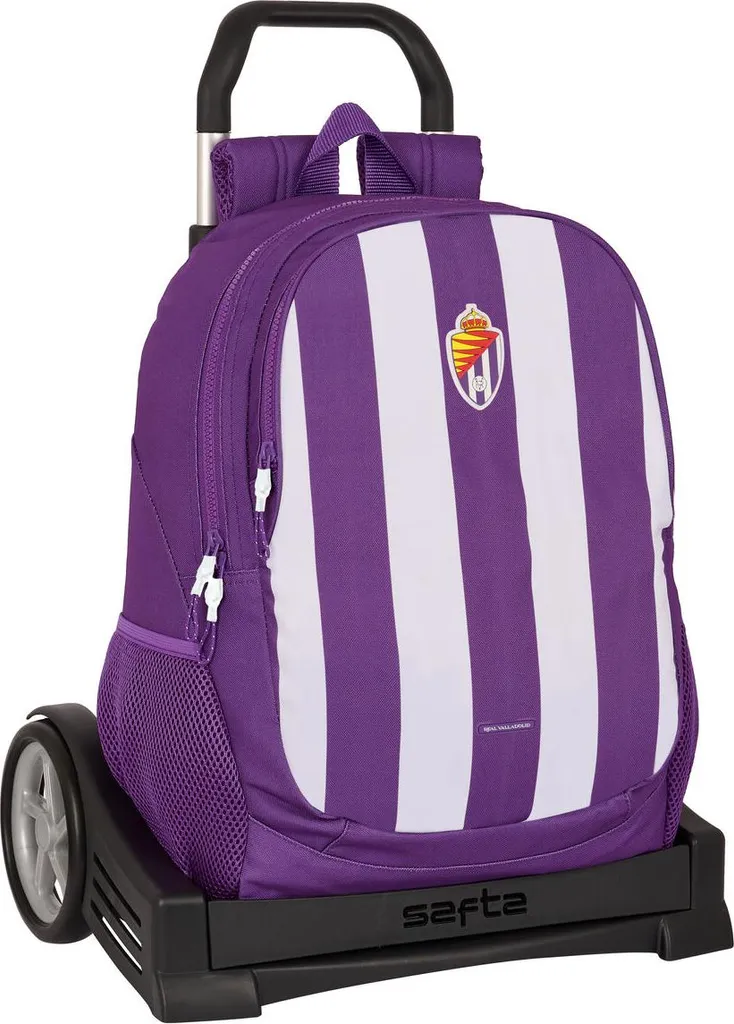 Sac à dos Real Valladolid à roulettes violet avec grand compartiment zippé