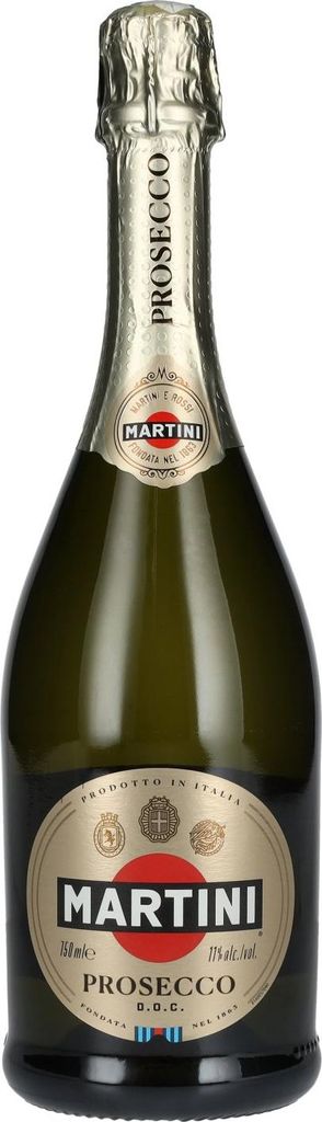 A bottle of Martini Prosecco on a white background.