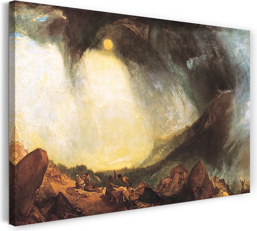 Leinwandbild (120x80cm): William Turner - Snow Storm Hannibal and his Army Crossing the Alps, echter Holz-Keilrahmen inkl. Aufhänger, handgefertig...