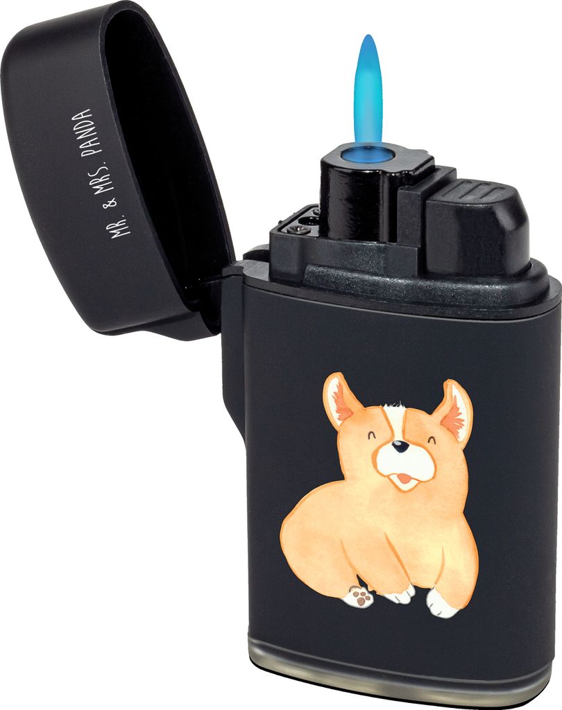Mr. & Mrs. Panda Feuerzeug Corgie - Schwarz - Geschenk, Bellen, Spruch, Corgi, sturmfeuerzeuge, Sprüche, Hund, Süß, Feuerzeuge, zigarettenanzün...