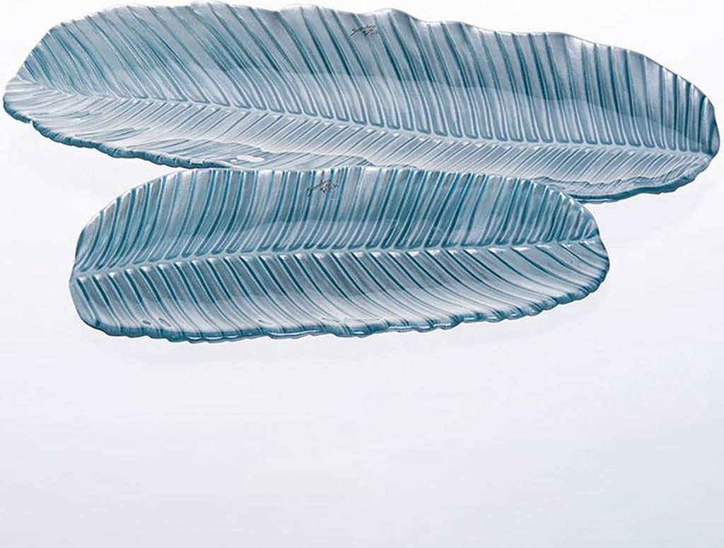 BANANO rectangular plate - eisblau - 19x51x3cm - Glas