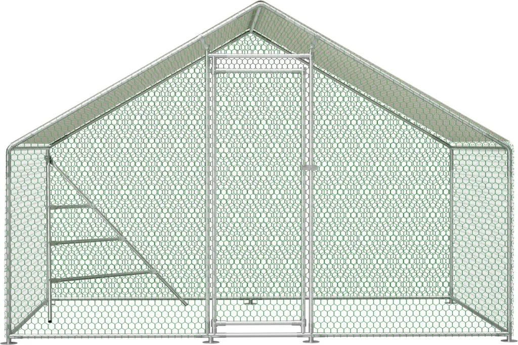 Grande volière de jardin en métal blanc 6m² avec enclos et toit extérieur