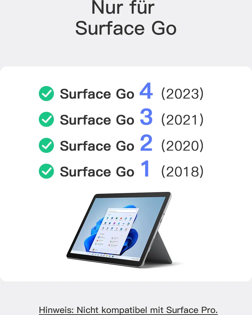 Solution de Frappe pour Surface Go 1-4 Clavier Inateck Gris Bluetooth