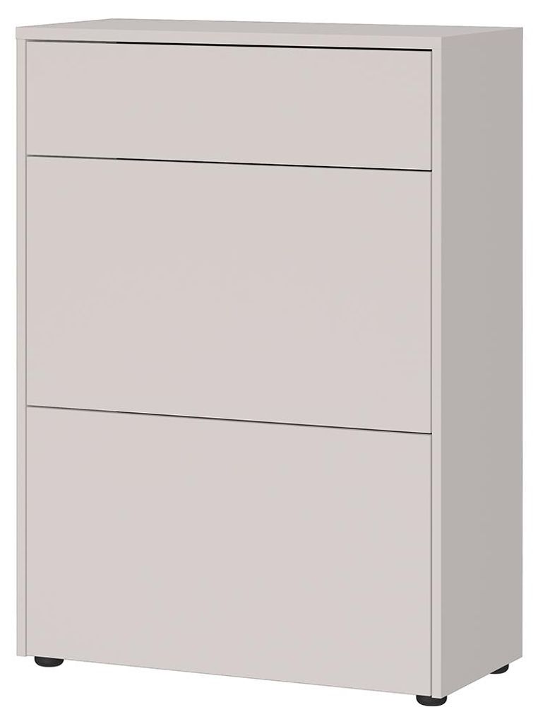 Flur Schuhschrank mit 70 cm Breite in beige und Eiche, 1 Schublade & 2 Klappen, geringe Tiefe - BAIANO-01