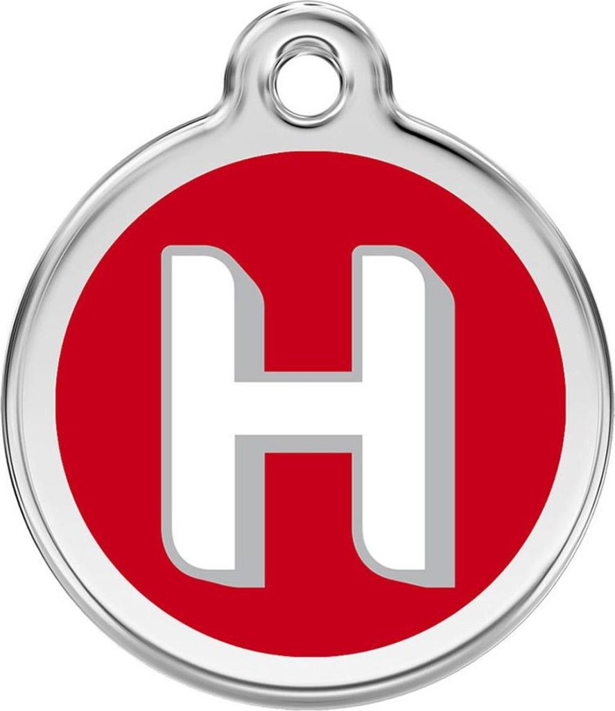 RedDingo Hundemarke mit individueller Gravur Buchstabe H rot, Größe: S