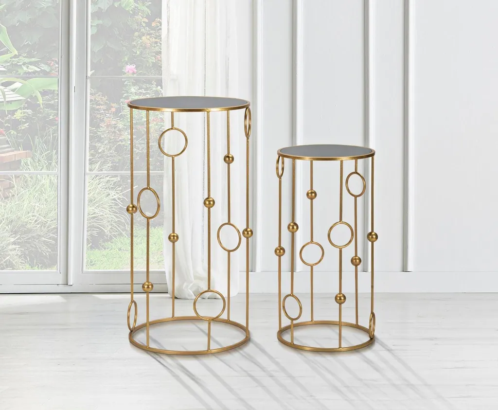 Table Basse Or Gain de Place 50cm - Set de 2 Tables Légères et Chics