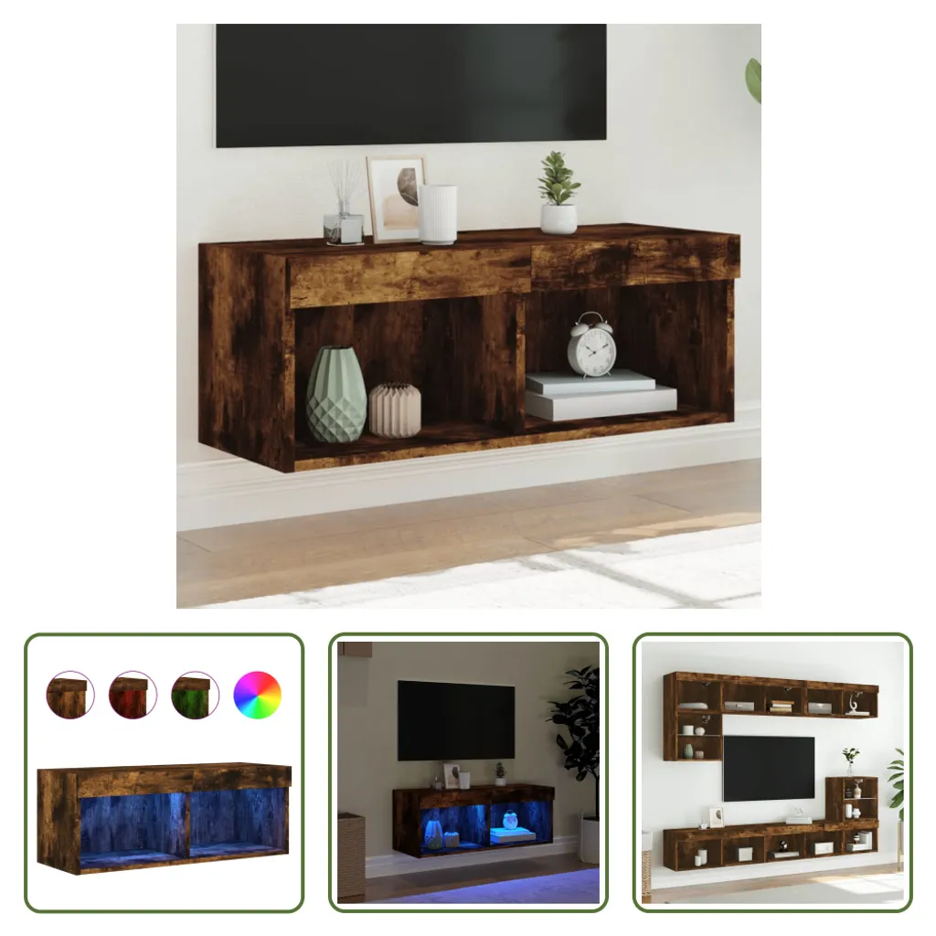 Mobile Porta TV 80cm Rovere Fumé con LED | Offerta Living Store