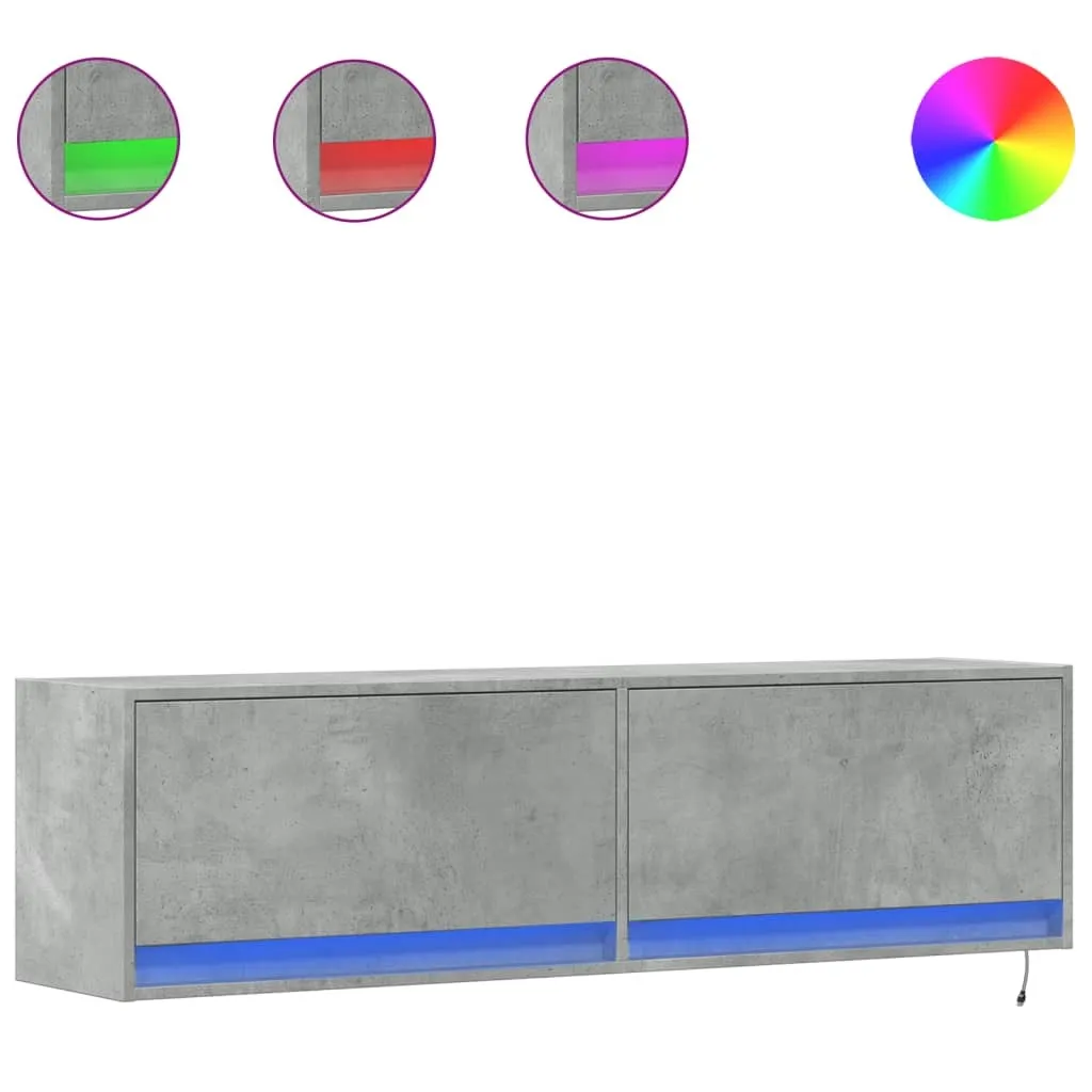 Mobile TV Sospeso vidaXL con LED Grigio Cemento 140x31x38 cm