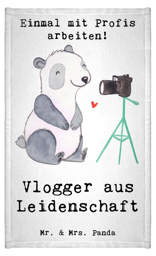 Mr. & Mrs. Panda Handtuch Vlogger Leidenschaft - Weiß - Geschenk, baumwolle, Klein, badezimmer, Gästehandtuch 30x50, Frotteetuch