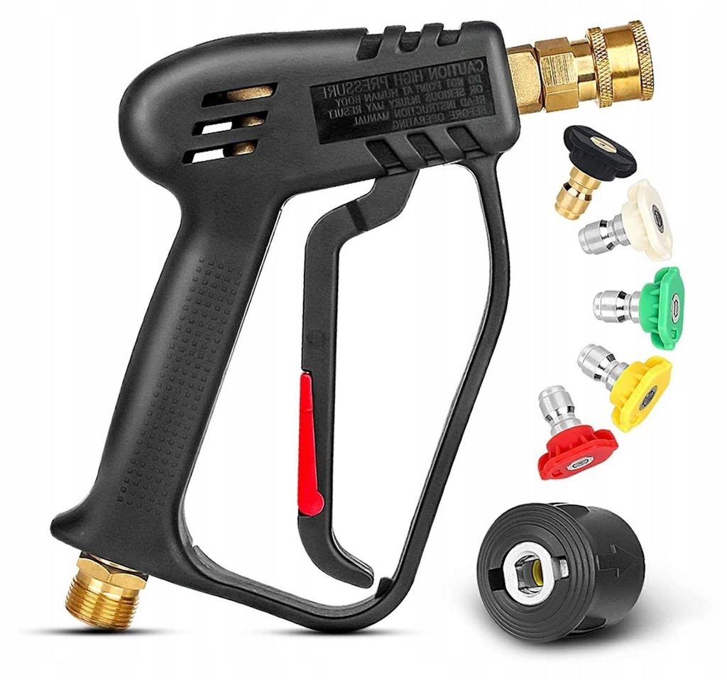 Rosfix Set Hochdruckpistole, 10 m Schlauch, Schaumsprüher – 5 Düsen, 200 bar, M22/Click, 1 L | Für Kärcher K2–K7 Hochdruckreiniger