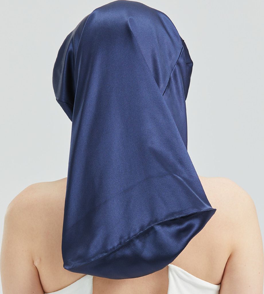 Schlafmütze Aus Maulbeerseide Mit Satin-Futter – Verstellbar (45-81 Cm), Für Lockiges Haar & Dreadlocks, Grau