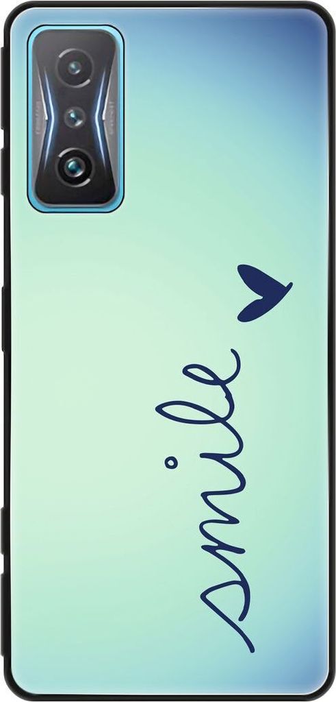 König Design Hülle kompatibel mit Xiaomi Redmi K50 Gaming Kunststoff Soft Handyhülle - Handy Case Smile Blau