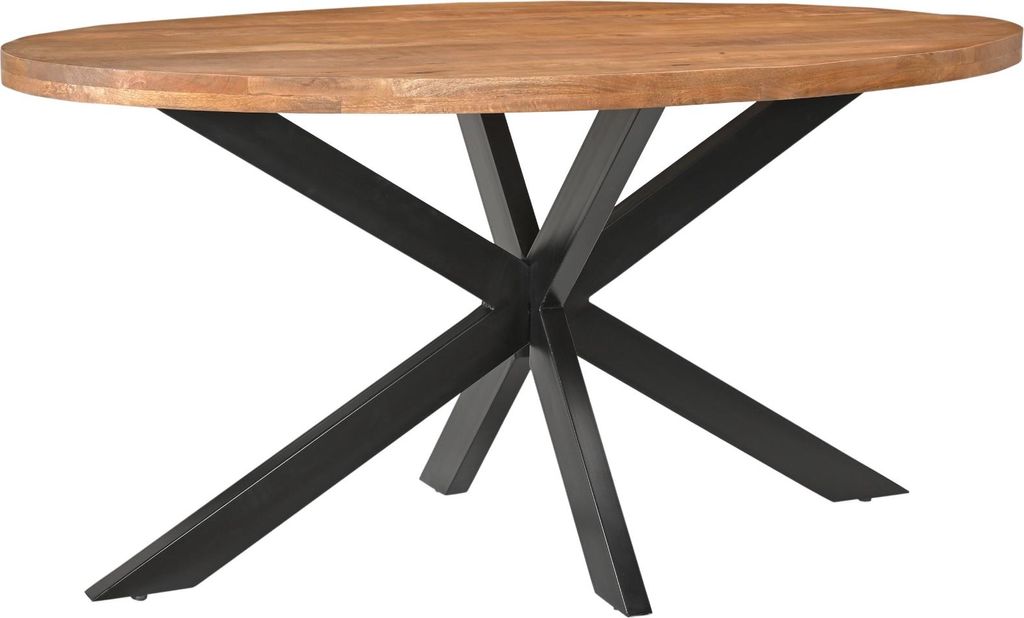 Livingfurn - Esstisch Rocky Oval 160 cm - Mangoholz / Beschichteter Stahl