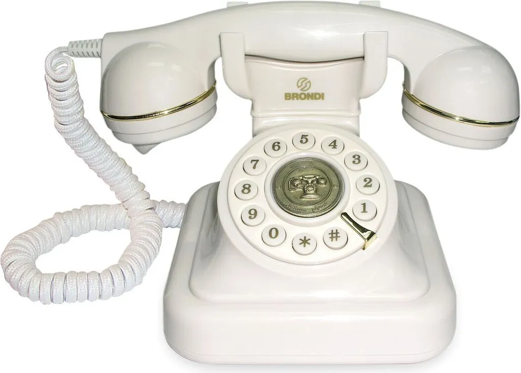 Brondi VINTAGE 20 Téléphone Fixe Rétro Blanc et Or avec Volume Réglable