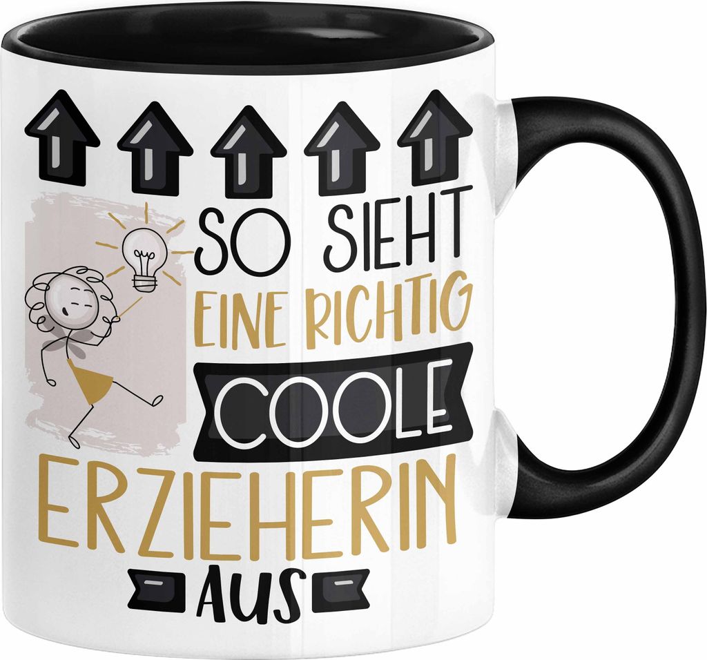Erzieherin Geschenk Tasse Geschenkidee für Erzieherin Geburtstag Weihnachten Spruch So Sieht Eine Richtig Coole Erzieherin Aus Kaffee-Becher (Sch...