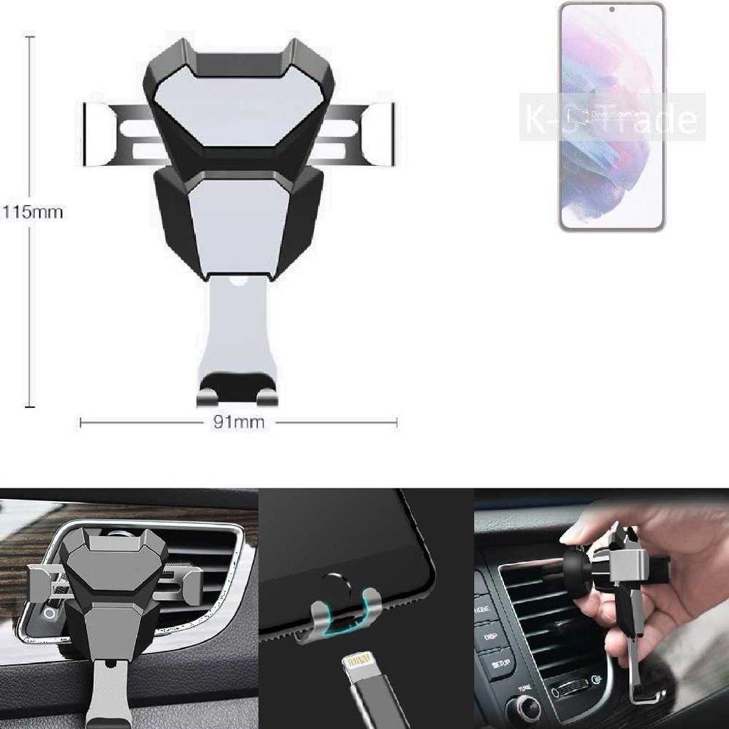 K-S-Trade Lüftungshalterung kompatibel mit Samsung Galaxy M02s kompakte Handy-Halterung Lüftungsschlitz Lüftungsgitter Autohalterung KFZ