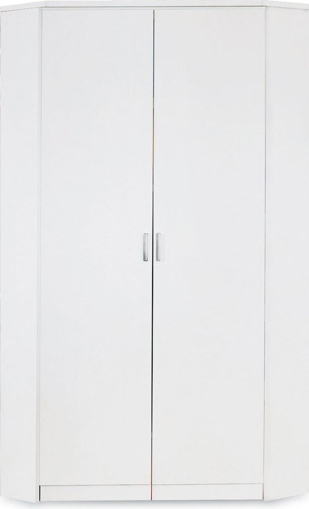 Eckkleiderschrank - Alpinweiß - 117 x 199 cm - 2 Türen - begehbar