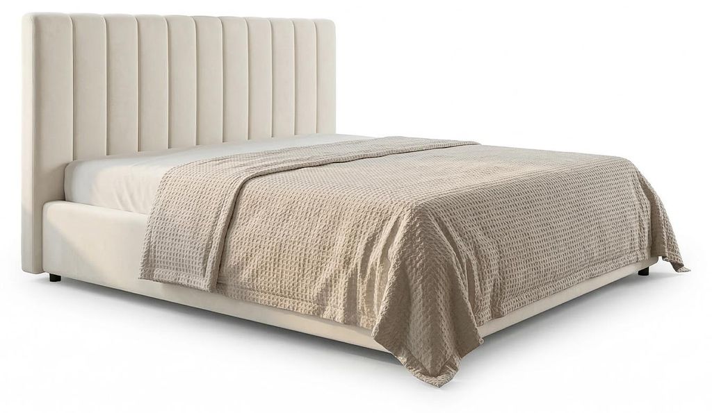 KAWOLA Bett CATTURA Polsterbett Velvet creme 200x200cm mit Lattenrost