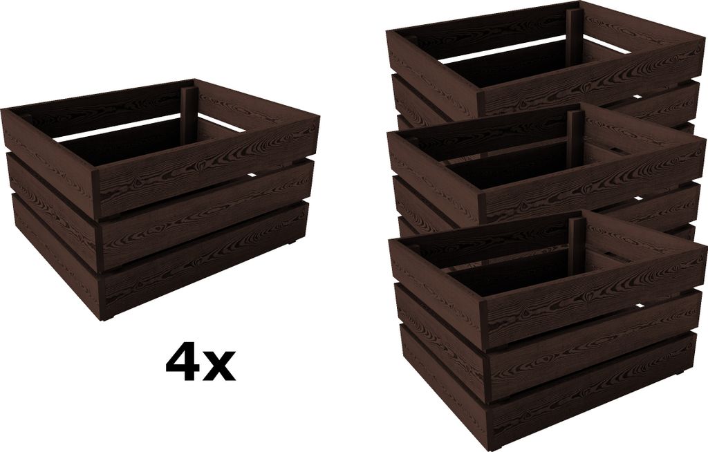 Lermowood Holzkisten 4x Box0542 50 x 40 x 28cm Palisander | Dekokisten aus Holz Massive Holzkiste Regalkiste Weinkiste