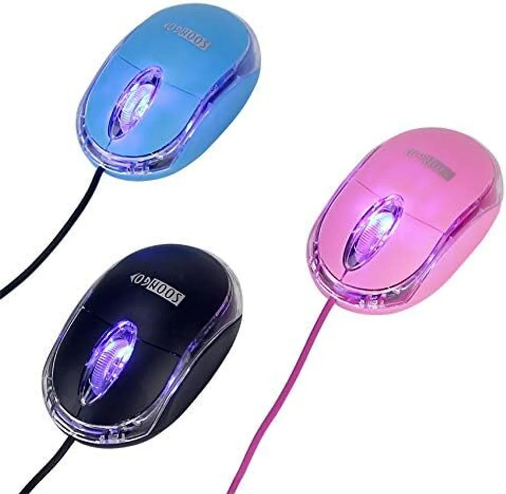 Soongo Mini Mouse Portatile Blu LED - USB Wired per Viaggi e Ufficio - 2